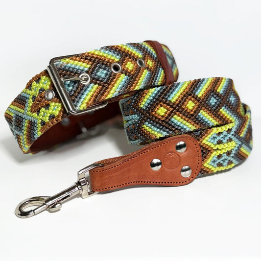 #58 -Large- Woodwave Dog Collar & Leash Set