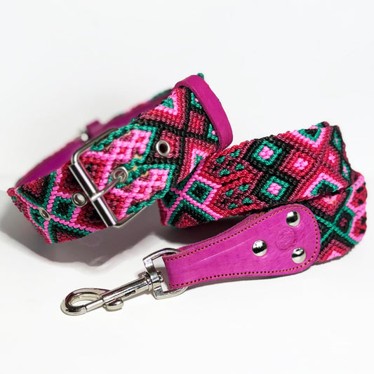 #51 -Large- Rose Dog Collar & Leash Set