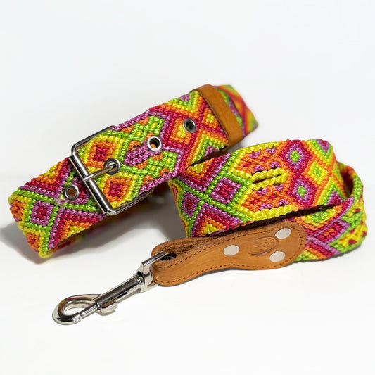 #52 -Large- Skittles Dog Collar & Leash Set