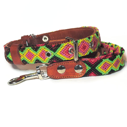 #35 -Medium-Strawberry Lime Collar & Leash Set
