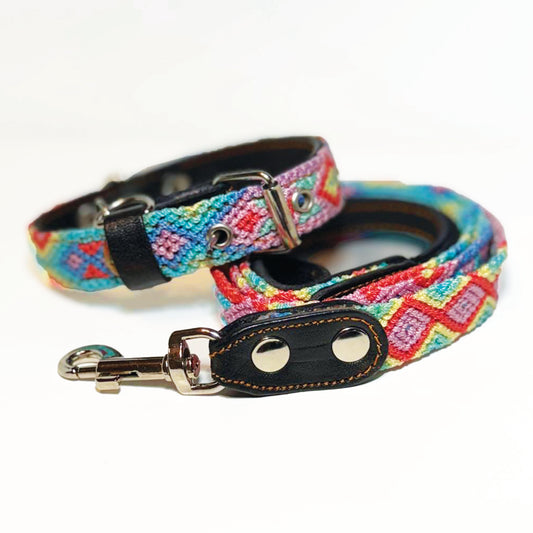 #04 -Small- Cotton Candy Dog Collar & Leash Set