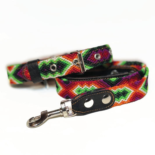#12 -Small- Sunset Ember Dog Collar & Leash Set