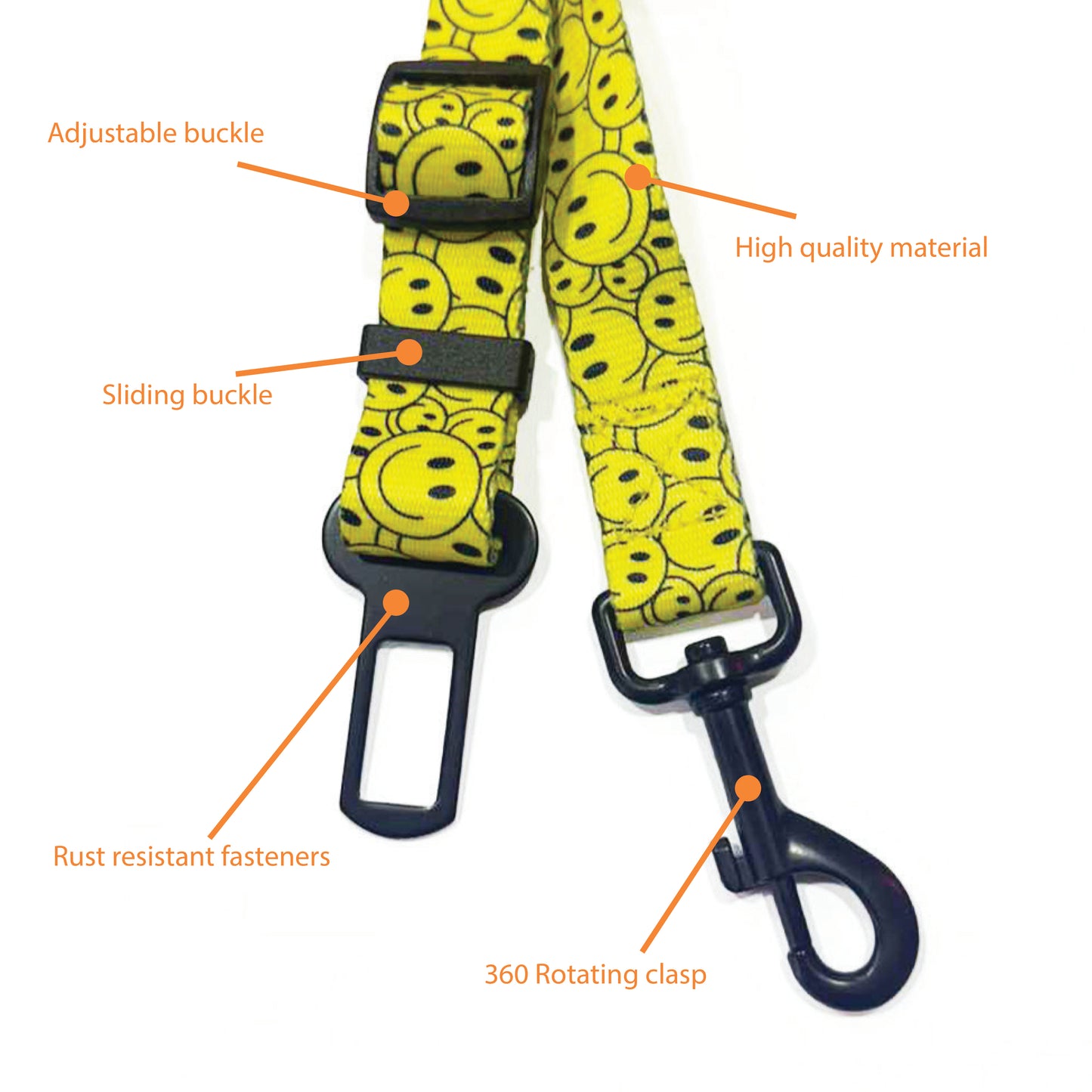 Smiley Seat Belt Leash